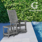 GREENVINES Outdoor Rocking Chairs | Set of 4 | Porch Rocker | HDPE Plastic | Grey | Oversized Rockers | High Back | Big & Tall | Ladder Back | for Patio Outside Backyard Balcony Garden