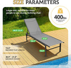 Chaise Lounge Chair Outdoor, Patio Lounge Chair with Adjustable 5-Position, Pool Lounge Recliner Chairs for Outside, Beach, Yard,Gray