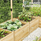 AMERLIFE Raised Garden Bed with Deer Proof Fence, 7.5Wx17Dx6H Outdoor Wooden Raised Garden Bed Planter with 19" Depth Planter Box