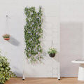 Casaphoria Metal Privacy Screen Outdoor, 72" H x 35" W Freestanding Decorative Privacy Screen for Patio Deck Balcony Garden with Stable Base, White-Square