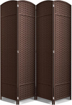 Sorbus 4 Panel Room Divider 6 ft. Tall - Privacy Screen, Extra Wide Double Hinged Panels, Mesh Hand-Woven Design, Partition Room Dividers and Folding Privacy Screens, Wall Divider for Room Separation