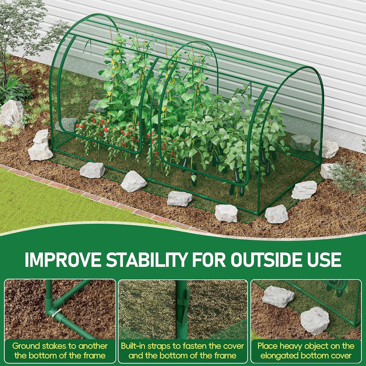 specilite 98x49x49in garden plant netting mesh cover for showing dimensions