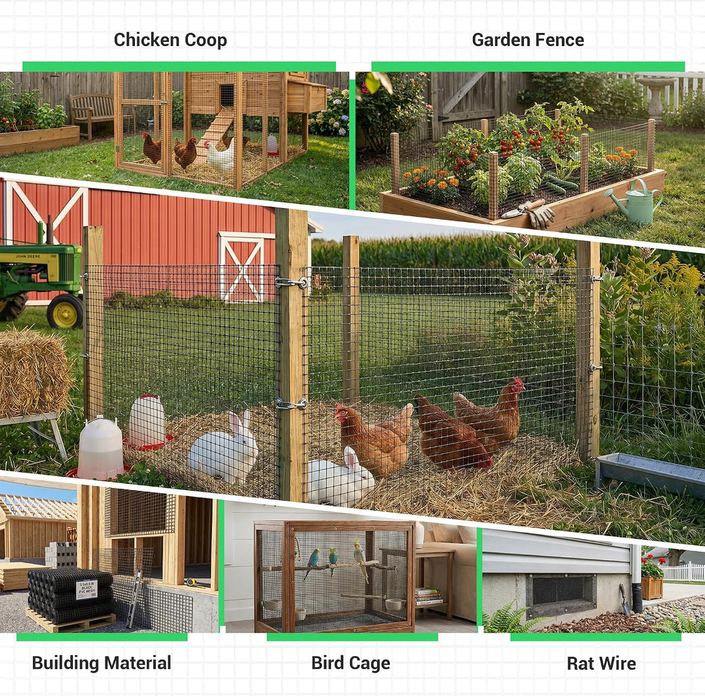 Land guard 48 inch×100 ft Black Vinyl Coated Hardware Cloth, 19 Gauge 1/2 inch Black PVC Hardware Cloth, Welded Wire Fence Supports Poultry Netting Cage Fence…………