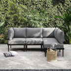 Sundale Outdoor 4 Pieces Patio Furniture Set, Metal Sectional Sofa Patio Conversation Set with 6 Inch Cushions, Modern Patio Corner Couch for Balcony, Porch, Sunroom | Modular, Waterproof, Anti rust