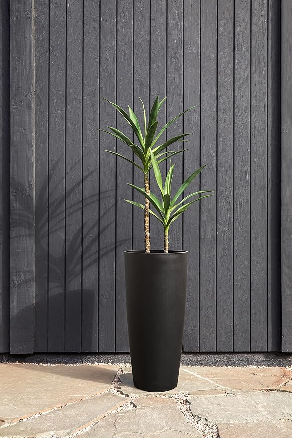 Veradek Mason Series Vega Planter - Round Tall Planter for Indoor or Outdoor Porch/Patio | Made from Plastic-Stone Composite with Drainage Holes | Modern Décor for, Flowers, Interior Plants