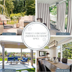 Elrene Home Fashions Highland Stripe Indoor/Outdoor Curtain Panel, 50 inches X 108 inches, Gray