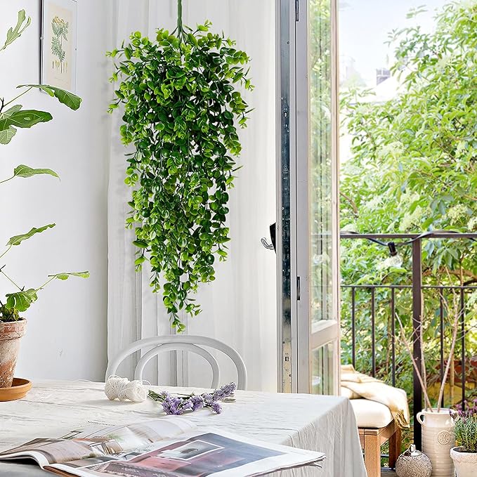 Waipfaru 8Pcs Fake Hanging Plants 2.7ft Fake Plants UV Resistant Fake Vines Artificial Decor for Indoor Outdoor Party Wall Porch Wedding Decoration