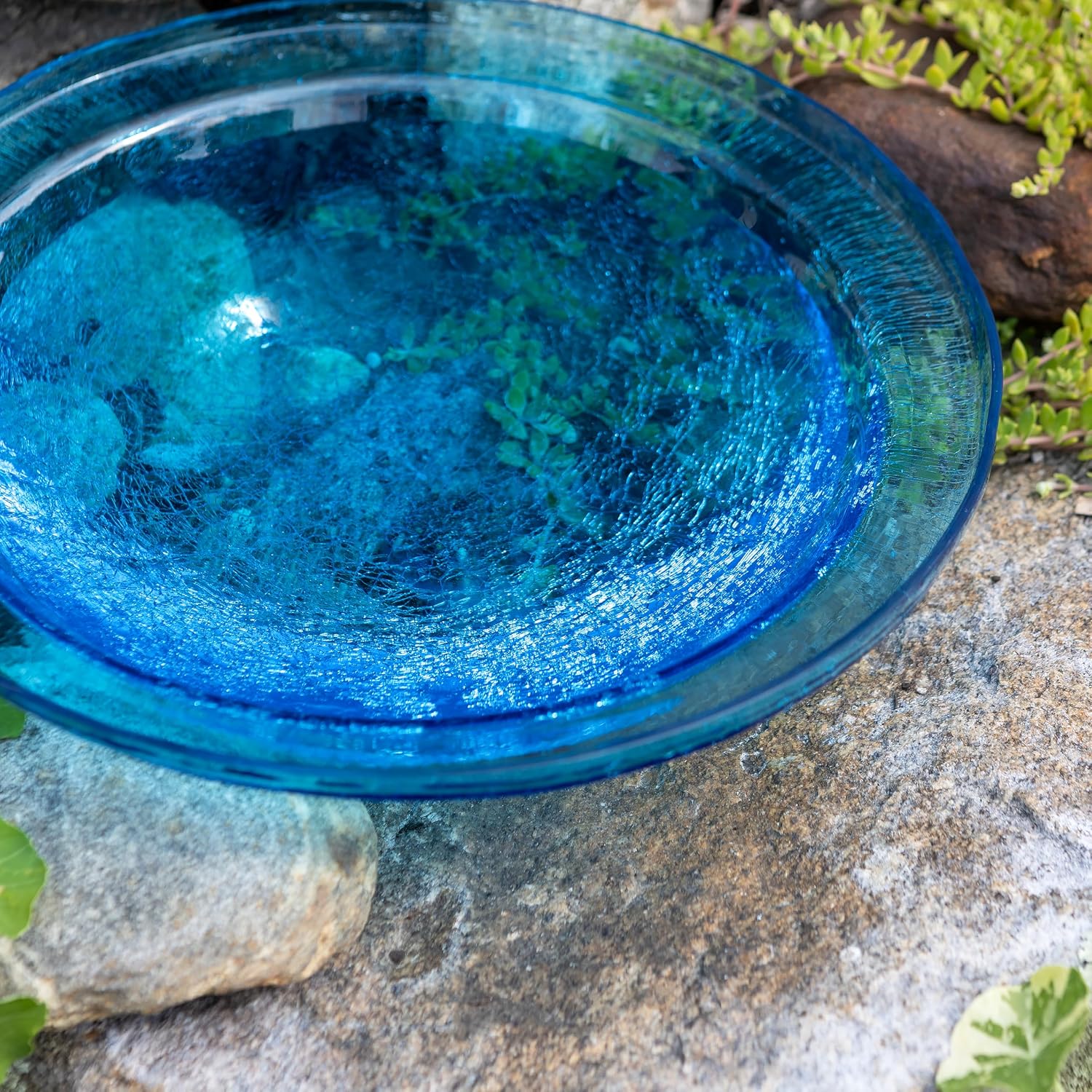 Achla Designs 12" Crackle Glass Bowl - Teal
