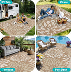 hebe waterproof outdoor rug 9'x12', floral reversible plastic on a desk or shelf
