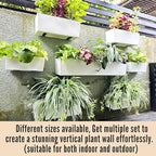 LaLaGreen Wall Planter for Outdoor (2 Pack, 20 Inch) White Self Watering Rectangular Window Boxes Planters to Attach to House with Bracket, Country Vertical Plant Wall Holder Indoor Garden Minimalist