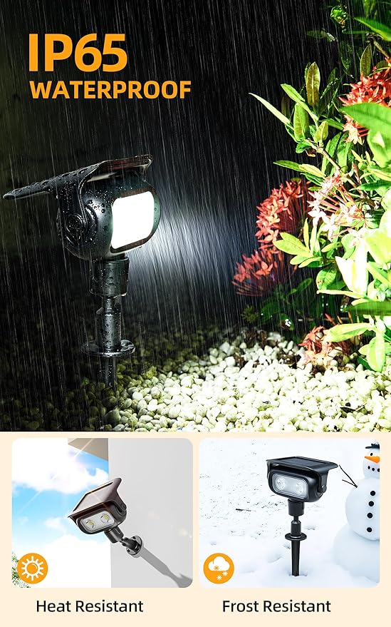 ROSHWEY Solar Landscape Spot Lights, Spotlights Outdoor Waterproof, with 2 Brightness Mode, Landscape Lighting Solar Lights for Garden, Yard, Pathway (Cool White, 10 Pack)