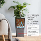 Mueller Janska M-Resin Heavy Duty Tall Planter, Indoor/Outdoor Grande Plant, Tree, Flower Pot, 2-Piece Set, 27.5”, Modern Design, Built-in Drainage, Mocha