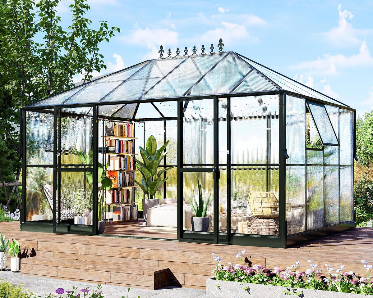 howe 14x9.5x9 ft polycarbonate greenhouse for outdoors, pavilion, main product view