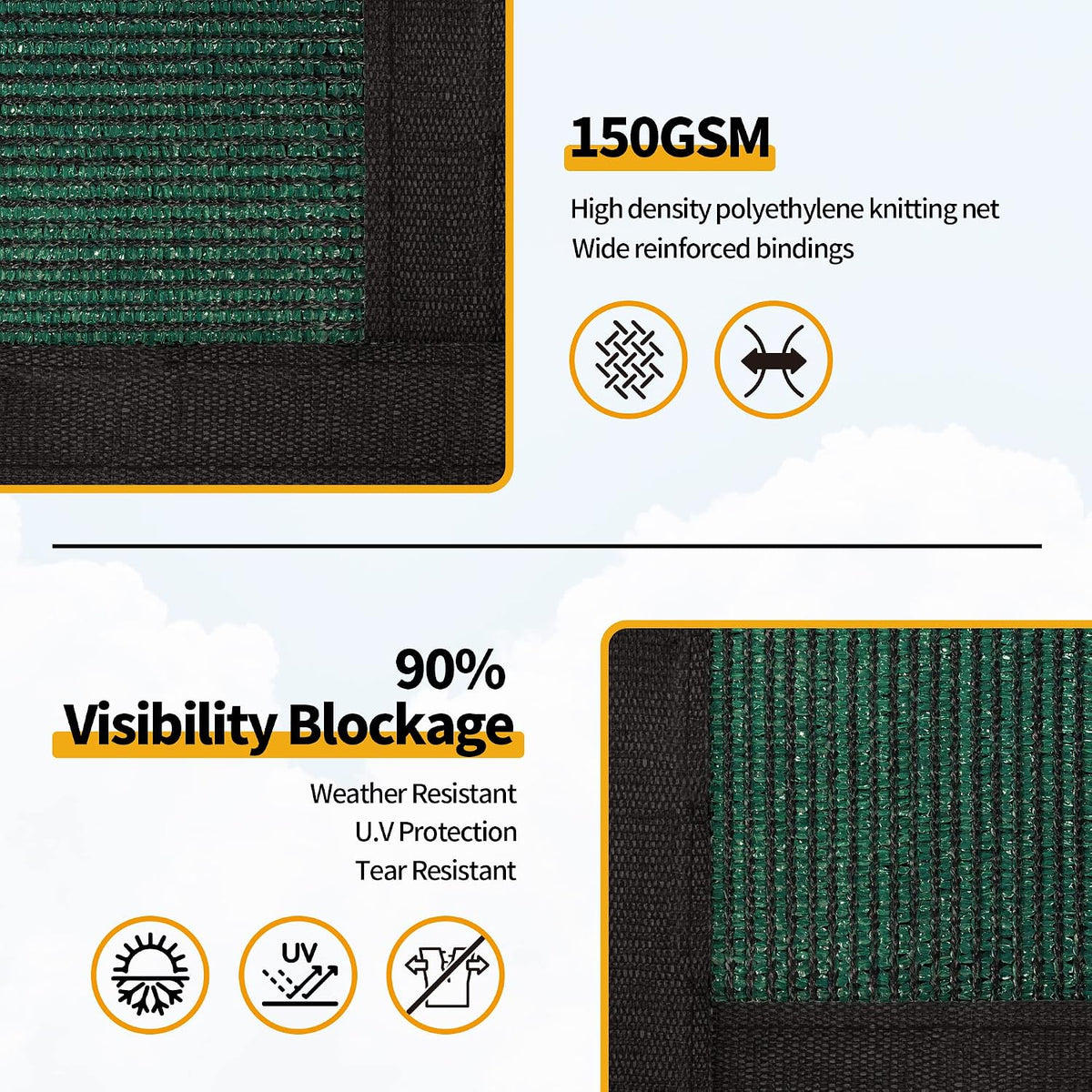 nexcover privacy fence – 5' x 50' heavy showing dimensions