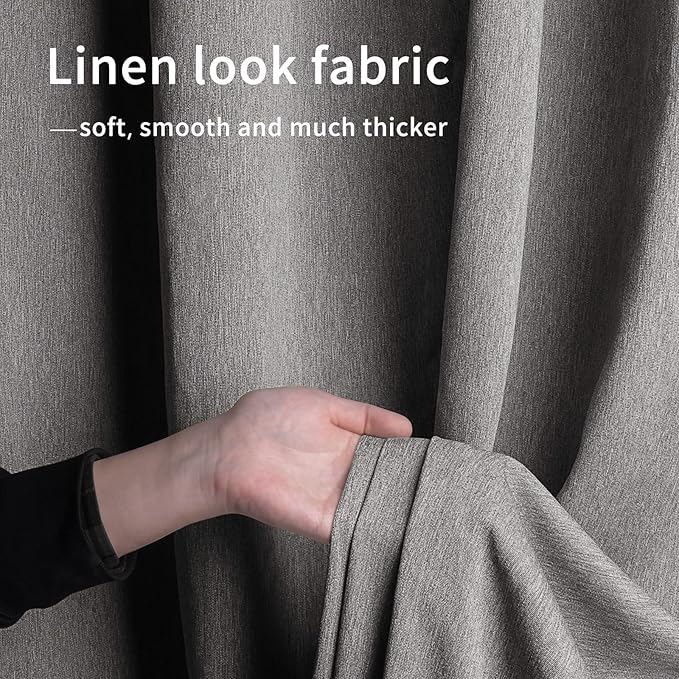 Easy-Going Linen Look Outdoor Curtains Waterproof Windproof Porch Curtains, Soft Thicken Outdoor Privacy Curtains for Patio, Gazebo, Grommet Top and Tab Bottom Drape, 1 Panel, 110x84 inch, Grey
