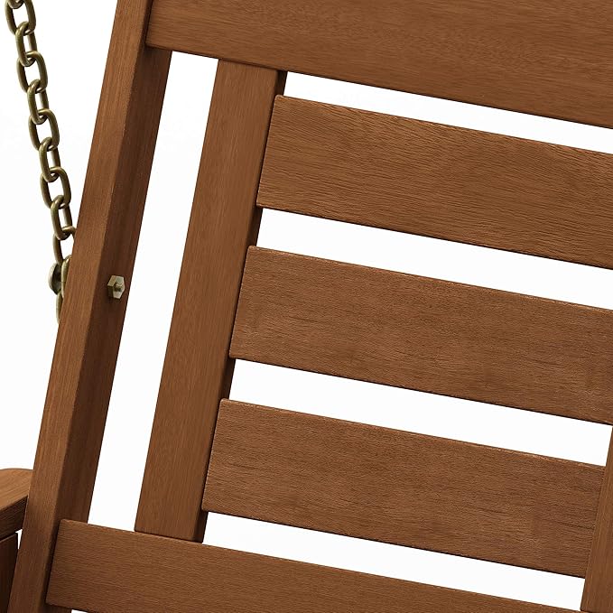 Furinno Tioman Hardwood Patio / Garden / Outdoor Large Porch Swing, 3 Seater with Hanging Frame, Natural
