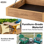 iBorn Platform Bird Feeder Tray Bird Feeders for Outdoors Hanging for Outside Flat Birdfeeder Tray with Large Capacity 3LBS, WPC Recycled Plastic & Cedar Look, Waterproof, 10.6"x10.6", Raw