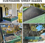 Gtongoko WPC Composite Platform Bird Feeder Hanging, Large 3.5 lbs Capacity, Durable, Seed Tray Bird Feeder for Outdoors with Metal Mesh Bottom Weather-Resistant for Garden Yard, Green