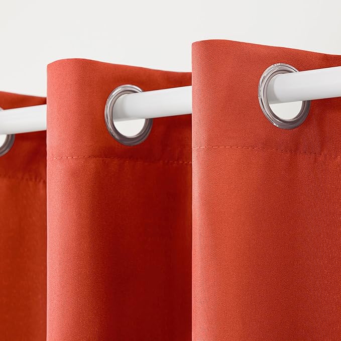 TOWN & COUNTRY BASICS Cabana Solid Heavyweight Indoor Outdoor Curtains, Light Filtering Opacity with Grommet Top, Water Repellent, 54"x84", Mecca Orange (Pack of 12)