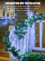 Minetom Solar String Lights, 2 Packs Total 66Ft 200 LED Solar Fairy Lights, Waterproof Solar Lights for Outside Patio Yard Tree Wedding Christmas, Pure White