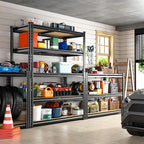 REIBII 2400LBS Storage Shelves 5 Tier Garage Shelving Heavy Duty Adjustable Garage Shelves, Utility Rack Shelf, Shelving Units for Storage Warehouse Pantry Closet, 35.5" W x 11.9" D x 72" H, 3 Pack