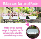LaLaGreen Rail Planter Outdoor Plants (10 Pack, 11.8 Inch) White Metal Iron Hanging Flower Pots Deck Railings Fence Buckets Countryside Boho Style Wall Mount Window Box Plant Holder Hooks Porch Decor