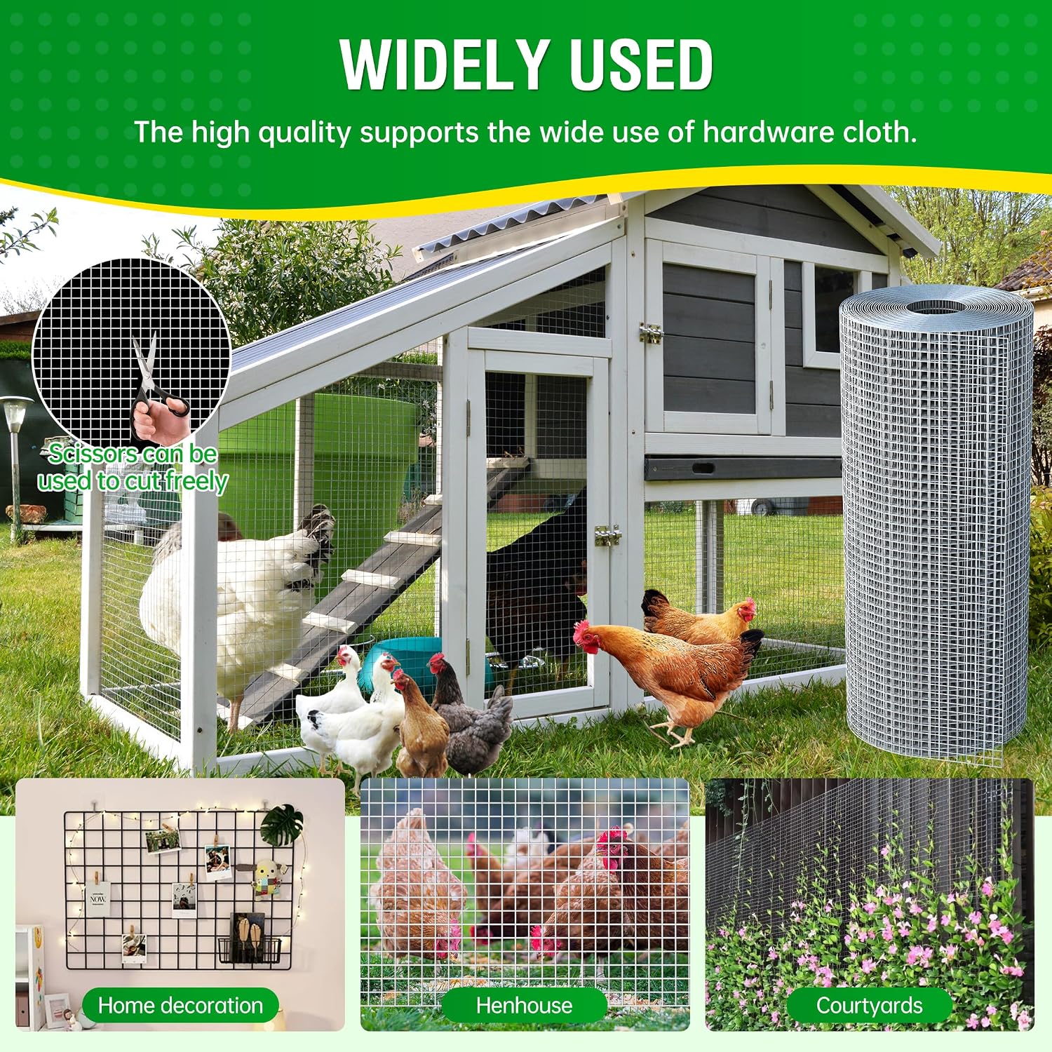 Dynabyte Hardware Cloth 1/2 inch Mesh 4 ft X 100 ft 19 Gauge | Hot-Dip Galvanized, Chicken Wire Fencing, Chicken Wire Mesh Roll, Garden Wire Mesh