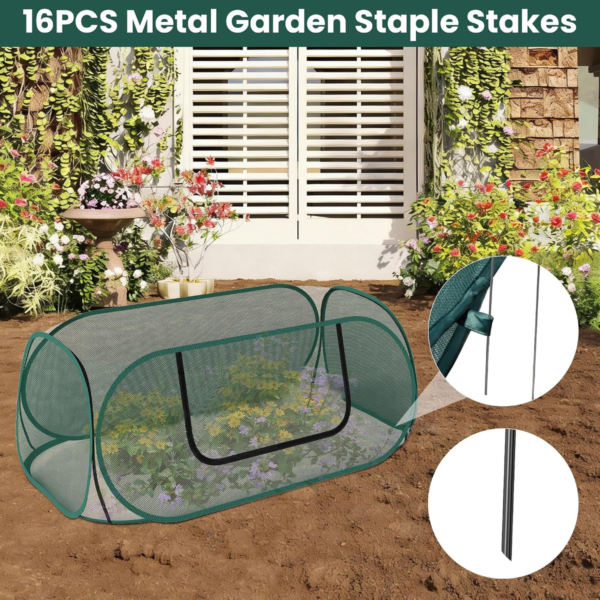 raised garden bed covers, 45 x 22 x, front angle view
