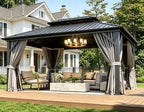 aoxun 12x16ft hardtop gazebo metal gazebo with galvanized, main product view
