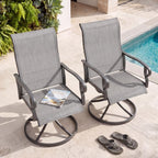NUU GARDEN 2-Piece Patio Swivel Chairs, Swivel Dining Set, Light Gray | All-weather light gray textilene chairs for 2 Features 360-degree rotation and 15-degree rocking. High backrest for comfort