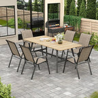 Patio Chairs Set of 8, Stackable Outdoor Dining Chairs for All Weather Textilene Fabric & Metal Frame, Outdoor Chairs Set for Backyard Deck Garden (Brown, Set of 8)