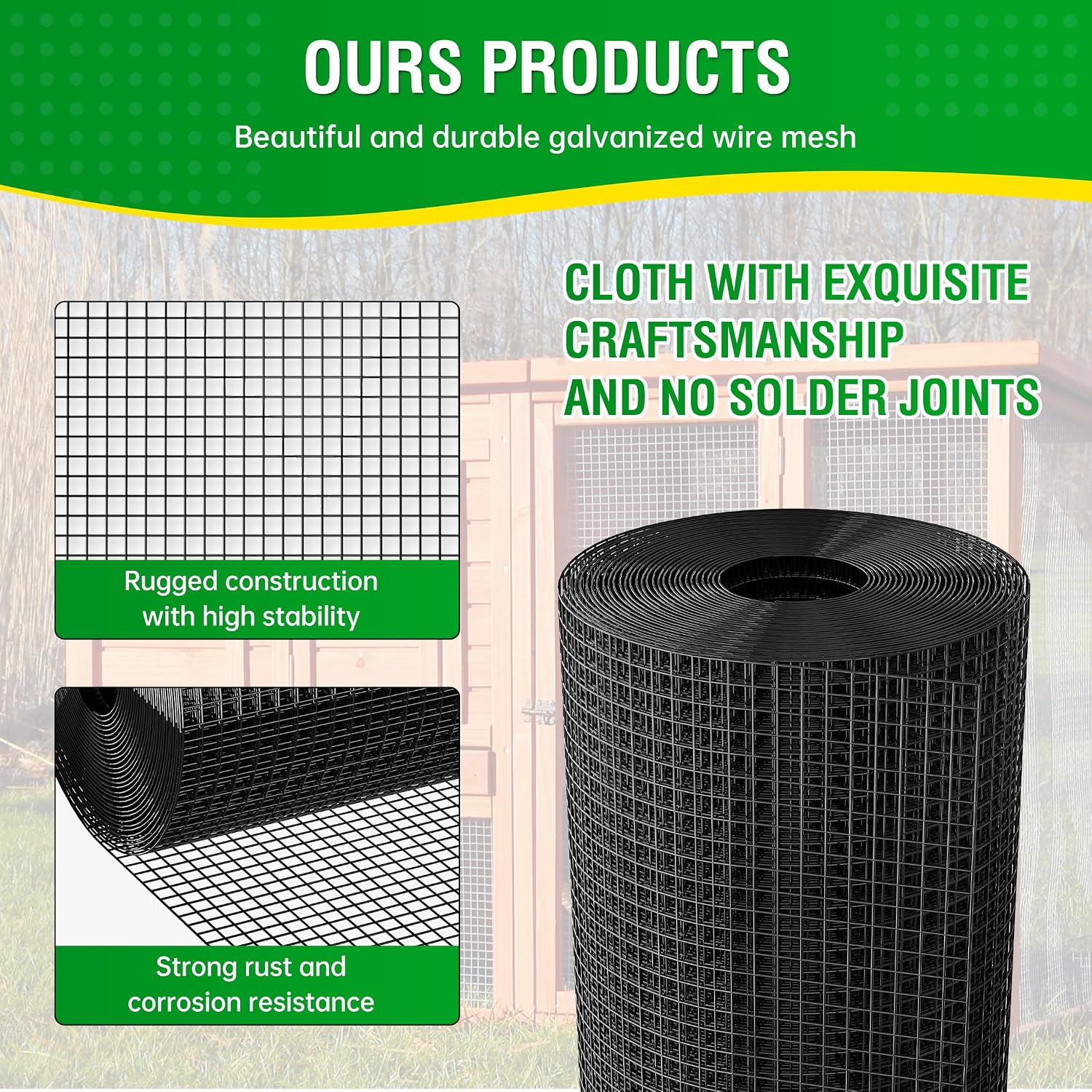 Vinyl Black Hardware Cloth 1/2 inch 48 x 100 ft 19 Ga Chicken Wire | Chicken Wire Mesh, Chicken Wire Fencing, Gopher Guard & Custom DIY Projects