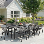 Patio Dining Chairs Set of 2 Aluminum Stackable Outdoor Chairs | Wicker Barrel Backrest Armchairs for Patio, Deck, Backyard, Grey