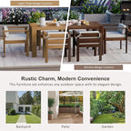 Merax 7-Piece Patio Dining Table Set,Outdoor Furniture Set with 72.8" Rectangle Table & 6 Chairs,Adjustable Leveling Feet,Umbrella Hole for Backyard,Garden,Poolside,Brown+ Beige