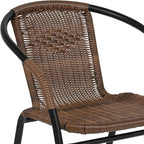 Flash Furniture Lila Modern Rattan Indoor/Outdoor Stackable Dining Chairs, Stacking Rattan Bistro Chairs for Patio or Restaurant, Set of 4, Brown