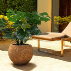 17 H x 21" Dia (15" Pot Opening) Round Fiberstone Planter with Drainage Hole, Indoor/Outdoor Large Plant Pot for Home Patio Garden, Ideal for Large Plants-Camel