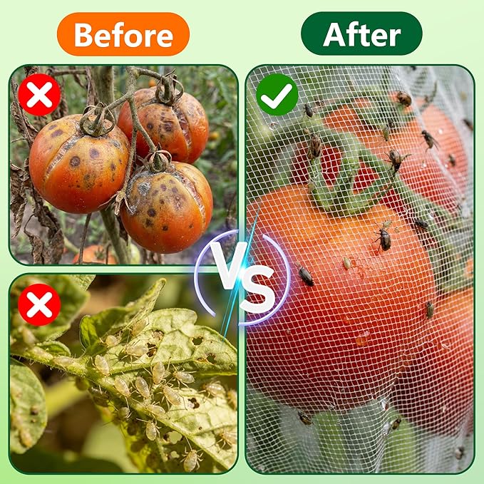 2 Pcs Garden Bird Netting Cover for Round Tomato Cage, 59" x 18" Tomato Trellis Insect Barrier Protection Mesh, Plant Cage Garden Net Cover with Zipper for Vertical Climbing Plants Vegetables Fruits