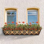 4pcs 30 Inch Window Deck with Coco Liner, 30" Window Boxes Horse Trough with Coconut Coir Liner, Metal Hanging Flower Planter Basket Deck Railing Planter Boxes for Outdoor Indoor Lawn