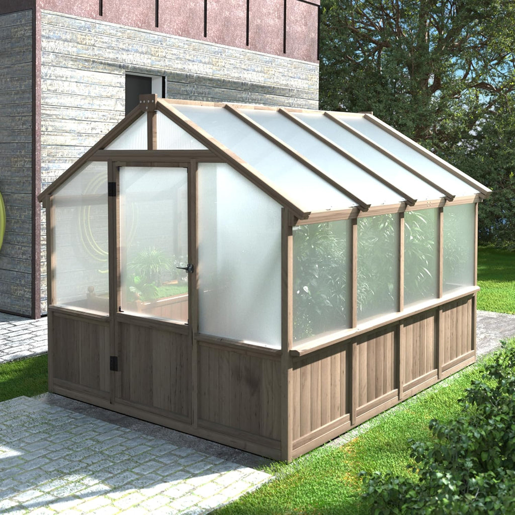 veikou 8’x8’ greenhouses for outdoors, walk-in wood greenhouse, main product view