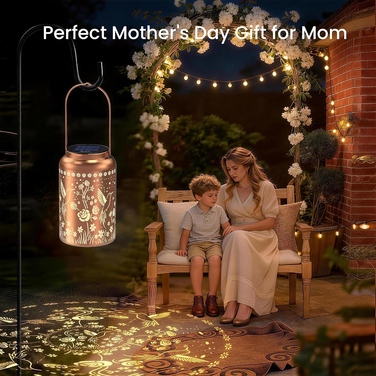 JEJOT Hummingbird Solar Lanterns Outdoor Waterproof,Birthday Gift for Women | Gifts for Mom Grandma, Metal Hanging Solar Light for Yard Garden Porch Landscape Deconration-1Pack