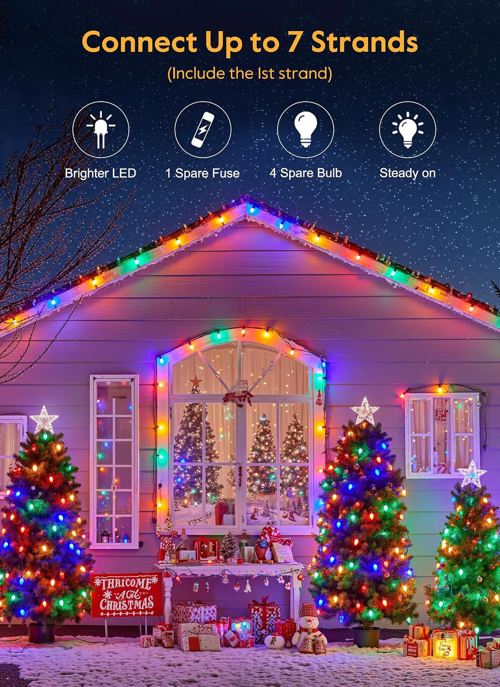Vintage Christmas Lights Outdoor, 100Ft C9 String Lights with 100 LED Bulbs | Waterproof Shatterproof Connectable Commercial Christmas Tree Lights for Outside Roofline Patio Yard Home Decor, Multicolor