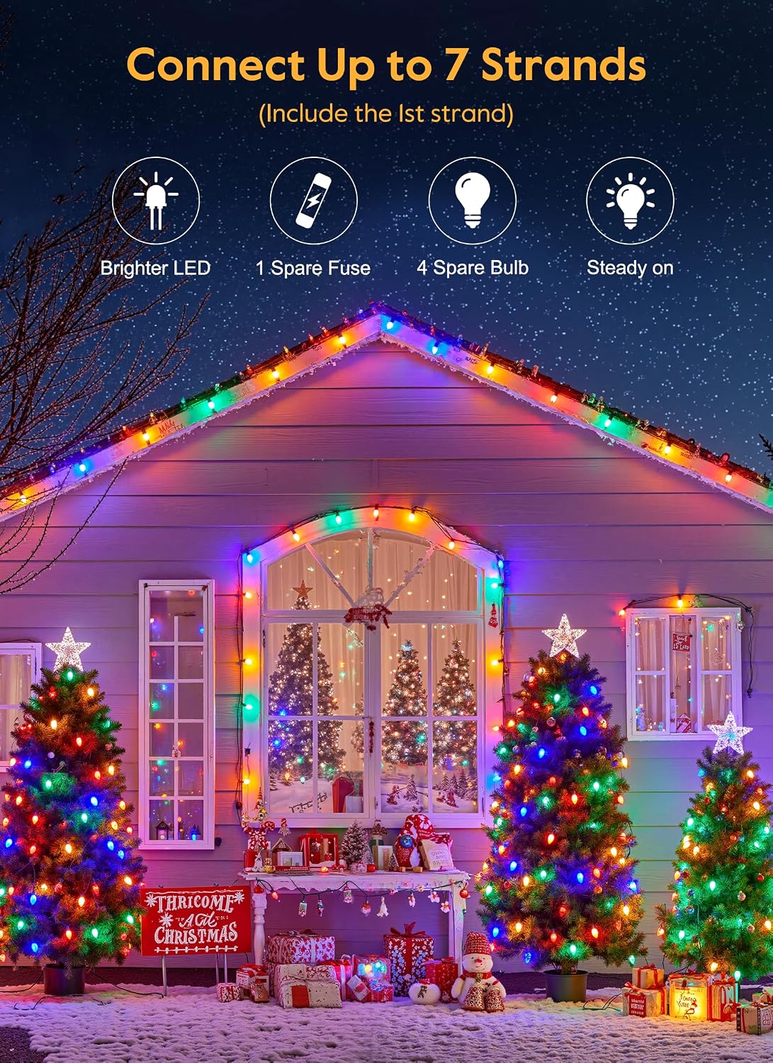 Vintage Christmas Lights Outdoor, 100Ft C9 String Lights with 100 LED Bulbs | Waterproof Shatterproof Connectable Commercial Christmas Tree Lights for Outside Roofline Patio Yard Home Decor, Multicolor