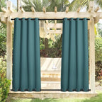NICETOWN 2 Panels Windproof Outdoor Curtains Top and Bottom Grommet for Patio Waterproof, Fixed Outdoor Blinds Keep Warm & Privacy Thermal Insulated Blackout Drapes for Cabana, W52 x L84, Teal