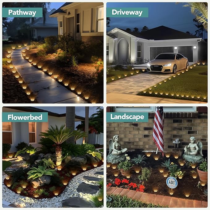 SOLPEX Mini Solar Ground Lights, 20 Pack Solar Lights Outdoor Waterproof, Pathway Lights Solar Powered, Solar Garden Light, Landscape Lighting for Yard Driveway Walkway (Warm White)