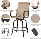 Yaheetech Patio Swivel Barstools Outdoor Chairs Set of 4, High Bistro Stools Outdoor Furniture, All-Weather Patio Stools for Outside, Beach, Lawn, Poolside and Garden, Brown