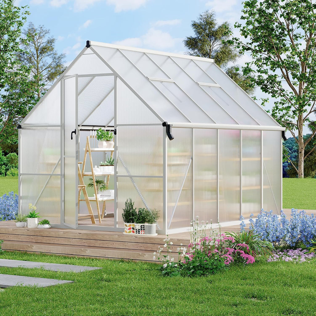 8'x10' aluminum-framed polycarbonate greenhouse, heavy duty polycarbonate greenhouse, main product view