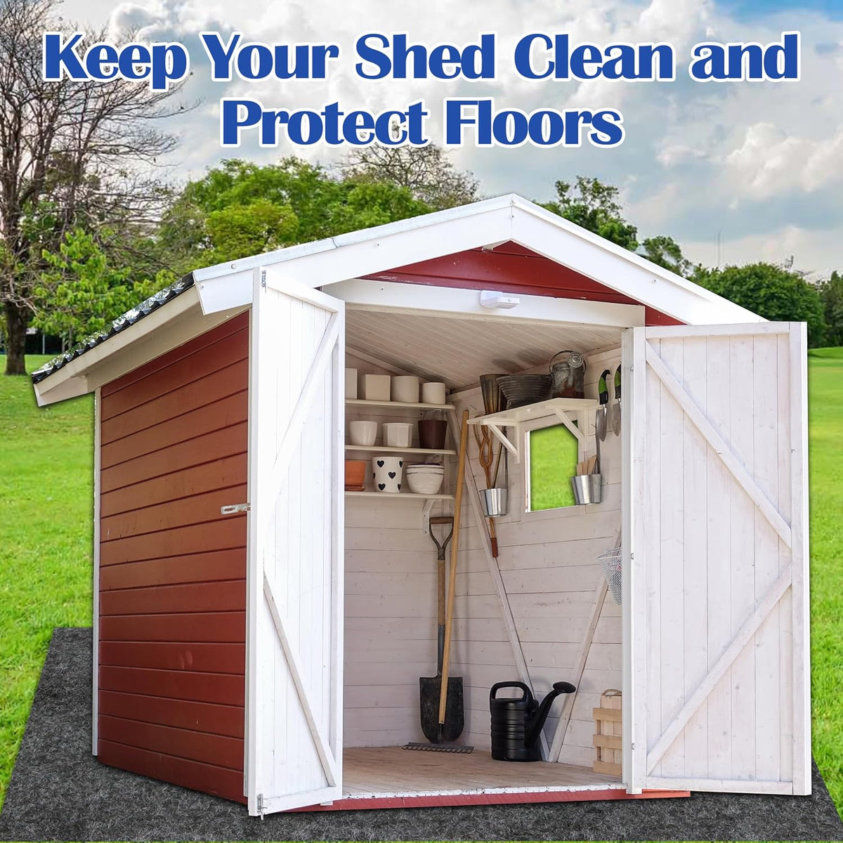 ogrmar 10x10 ft outdoor storage shed mat waterproof, package contents