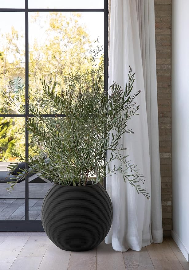 Veradek Strata Series Sphere Round Planter for Patio & Backyard | Durable Plastic-Stone Material | Modern Décor for Tall Trees and Plants