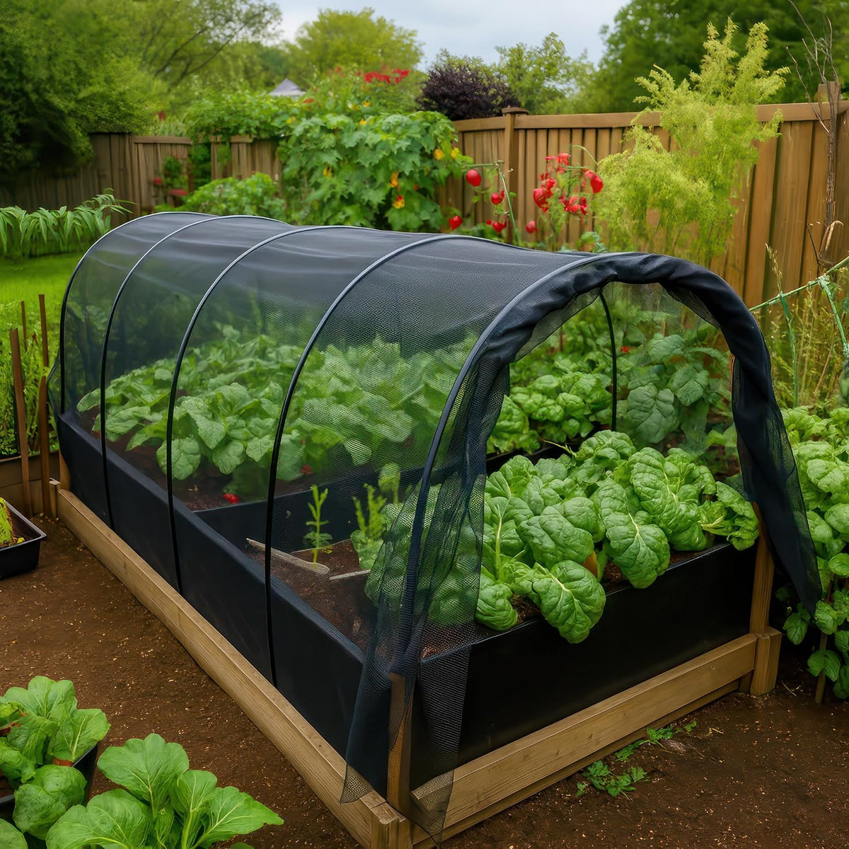 netting cover, 10x50 ft black garden-netting, polyester mosquito, close-up detail