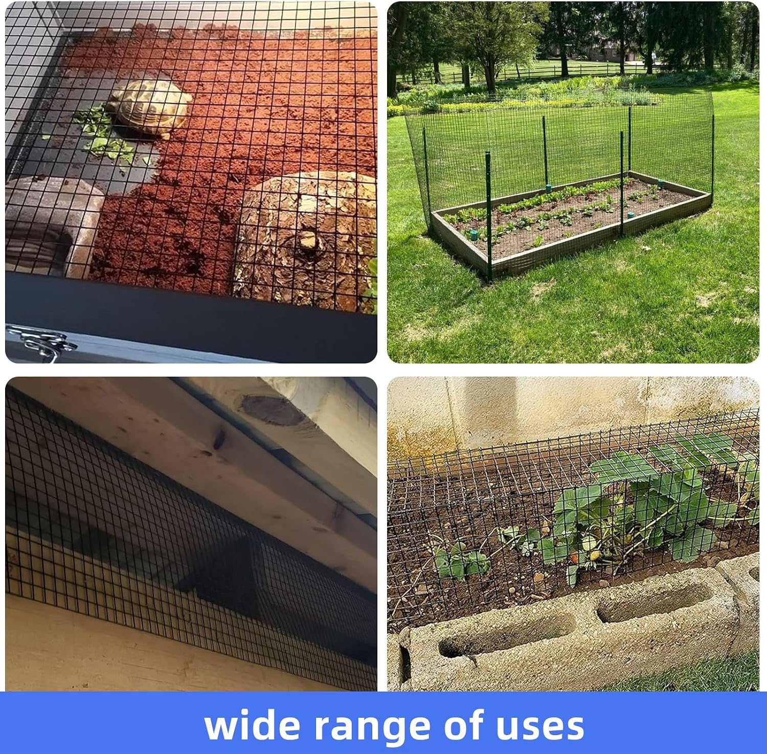 Black Hardware Cloth 1/2 inch Chicken Wire 48 in x 100 ft 19 Gauge | Vinyl Coated Chicken Wire Fencing, Chicken Wire Mesh Roll, Garden Mesh, Rabbit Fence